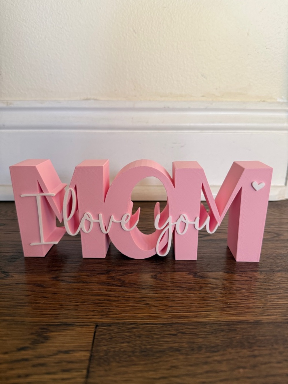 Pink MOM "I love you" Decorative Block